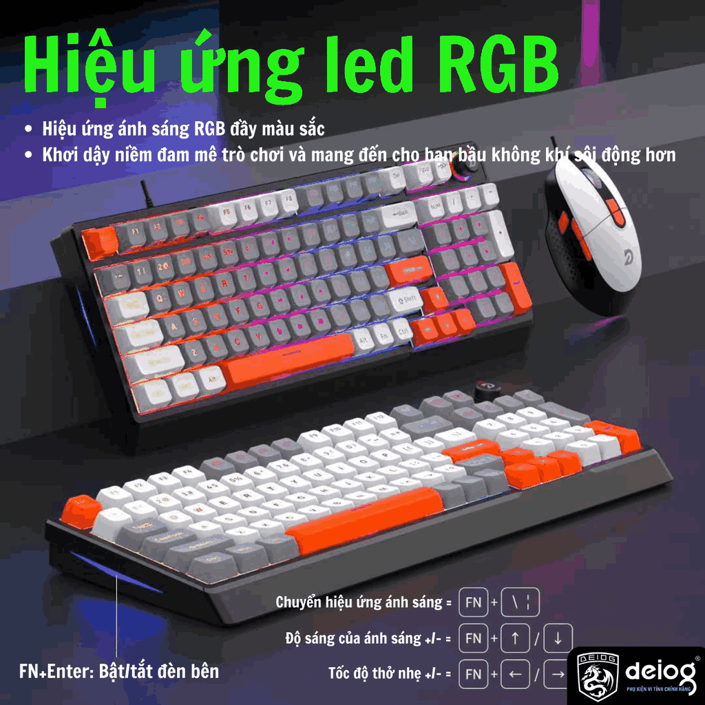 COMBO BÀN PHÍM CHUỘT CÓ DÂY CHÍNH HÃNG DEIOG AK-918