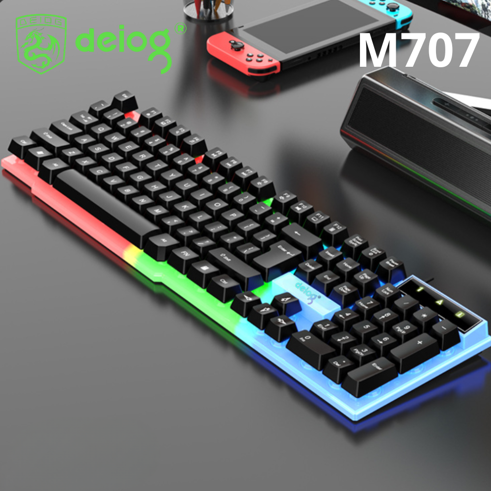 Bàn Phím Giả Cơ Máy Tính Chính Hãng DEIOG M707 Gaming LED 7 Màu Có Dây Chống Nước Chơi Game LMHT Đột Kích PUBG