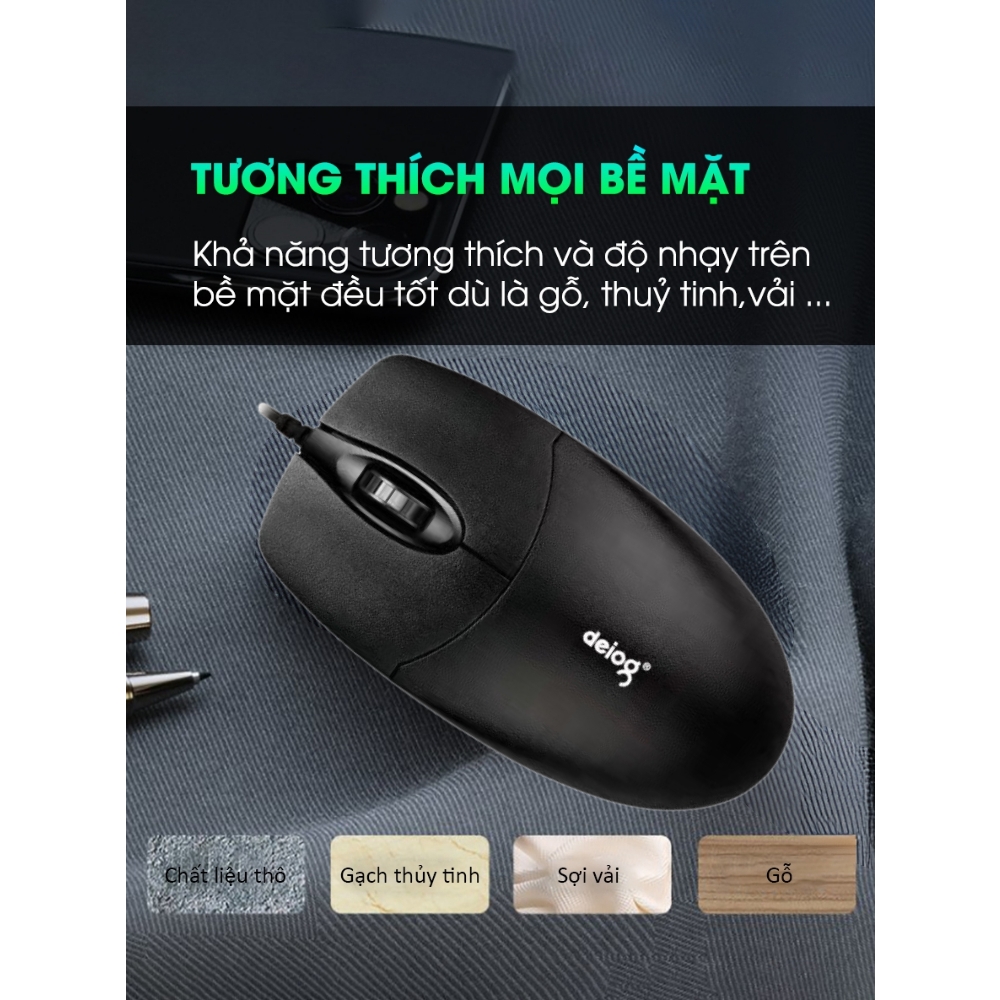 Chuột văn phòng chính hãng Deiog DY-F0 silent chống ồn 1600 DPI gaming văn phòng làm việc công thái học thiết kế gọn nhẹ