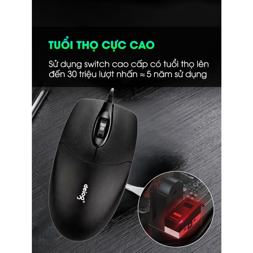 Chuột văn phòng chính hãng Deiog DY-F0 silent chống ồn 1600 DPI gaming văn phòng làm việc công thái học thiết kế gọn nhẹ
