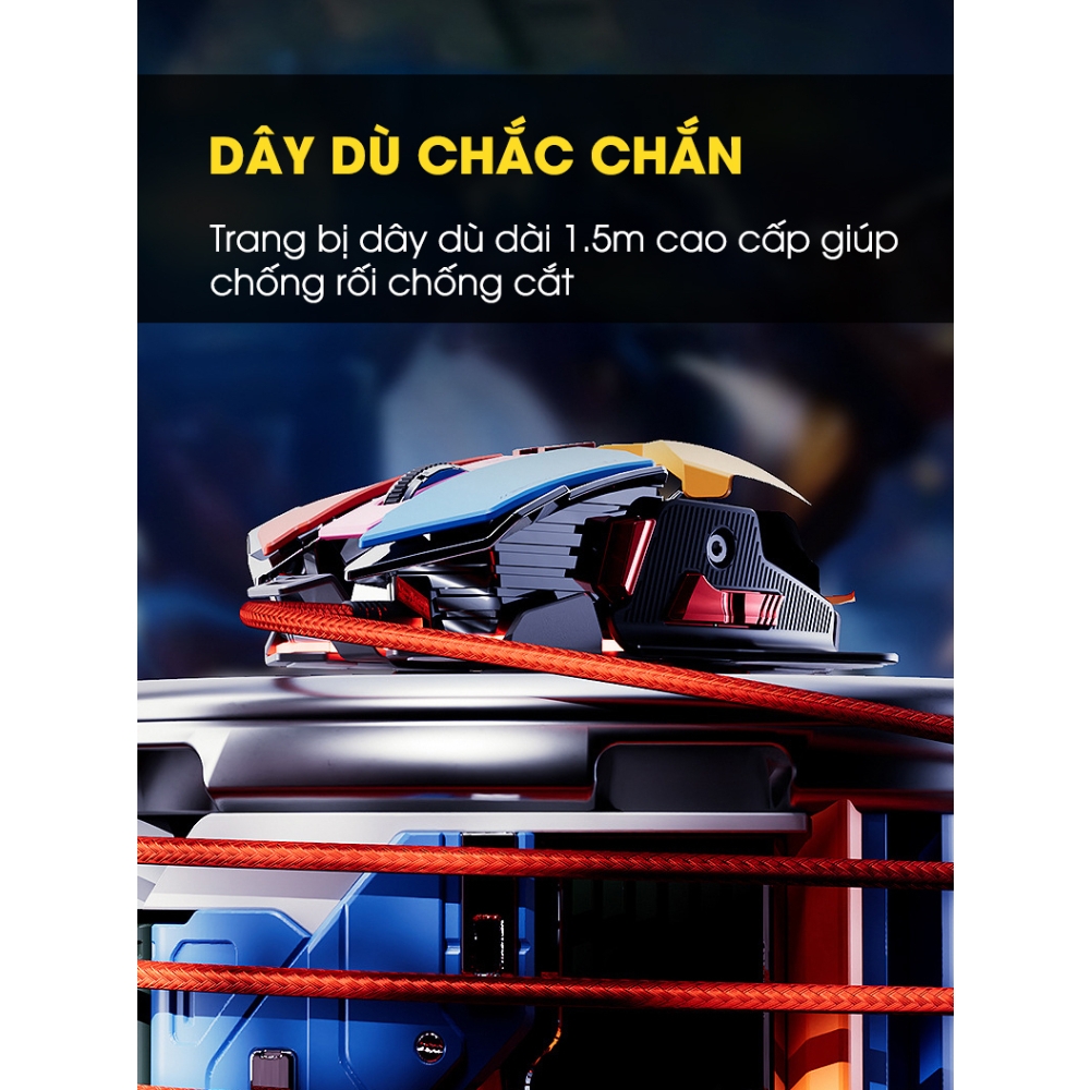 Chuột Gaming Chính Hãng DEIOG G2 Có 6 Nút Hỗ Trợ App Led RGB 16 Triệu Màu 2400 DPI macro game moba FPS ghìm tầm