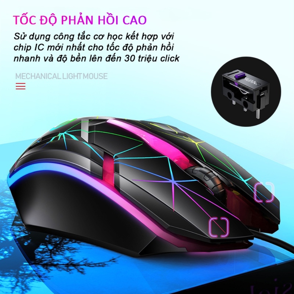 Chuột Gaming chính hãng Deiog A1 độ nhạy 1600 DPI cảm biến led rgb phiên bản quốc tế