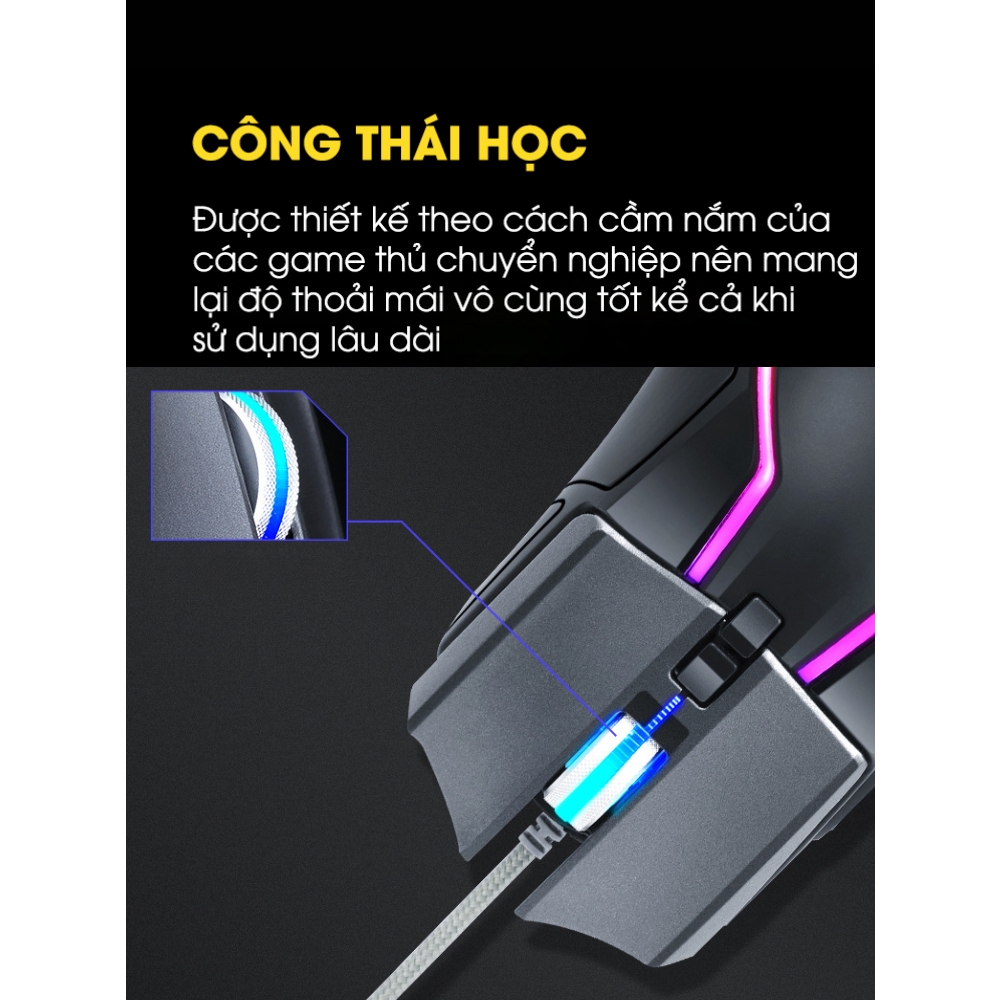 Chuột Gaming Chính Hãng DEIOG A5 Có Dây Cao Cấp Led RGB 7 Chế Độ Thiết Kế Hầm Hố Phù Hợp PC Laptop