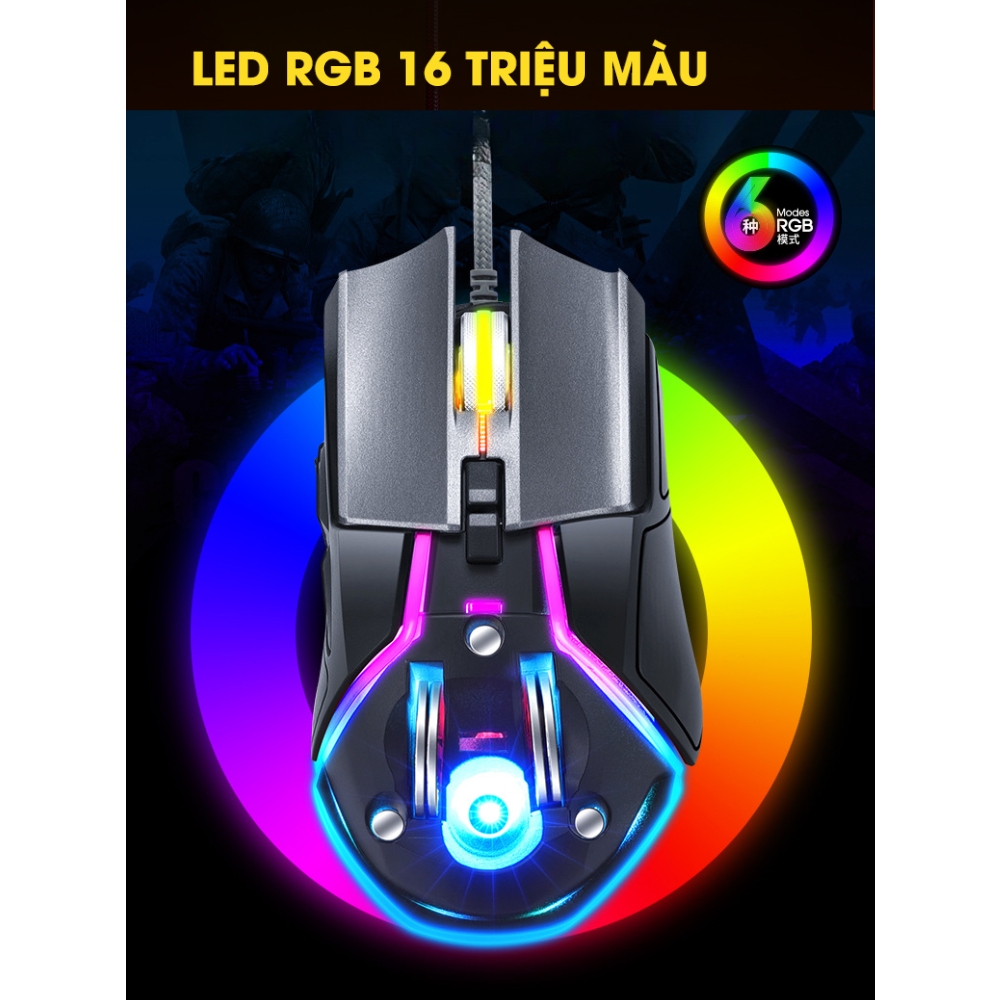 Chuột Gaming Chính Hãng DEIOG A5 Có Dây Cao Cấp Led RGB 7 Chế Độ Thiết Kế Hầm Hố Phù Hợp PC Laptop