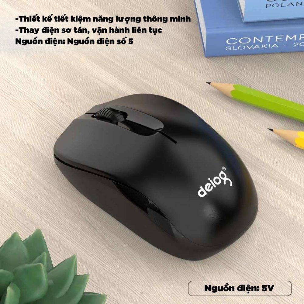 Chuột không dây gaming chính hãng DEIOG Q1 pin sạc 6 nút công thái học silent chống ồn wireless 5.3
