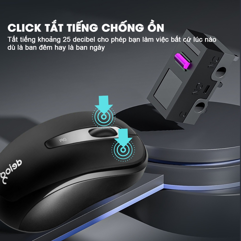 Chuột không dây bluetooth chính hãng DEIOG Q2 silent chống ồn gaming 1600DPI sạc pin