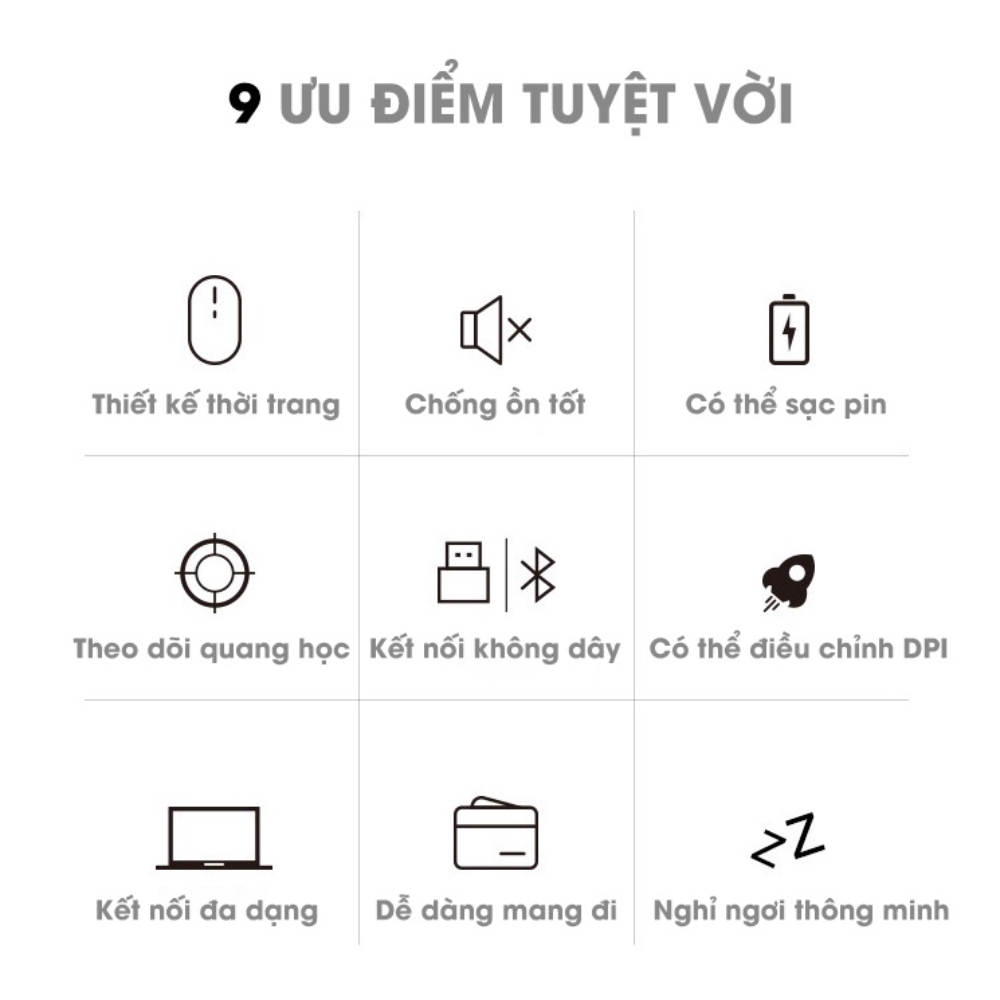 Chuột bluetooth + 2.4GHZ chính hãng DEIOG Q7 phiên bản 5.0 DPI 1600 led RGB tích hợp sạc pin dùng lâu chống ồn