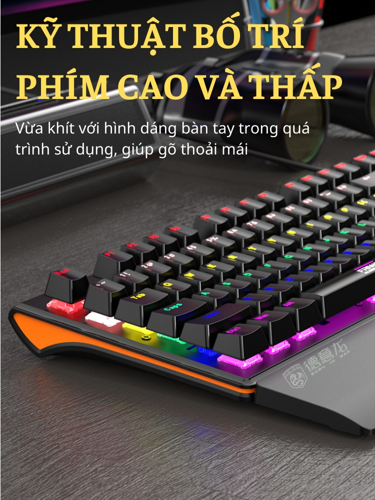 Combo Bàn Phím Chuột Gaming RGB Hàng Chính Hãng DEIOG M115 Có Dây Thiết Kế Độc Đáo Chống Nước Kèm Giá Đỡ Chống Mỏi