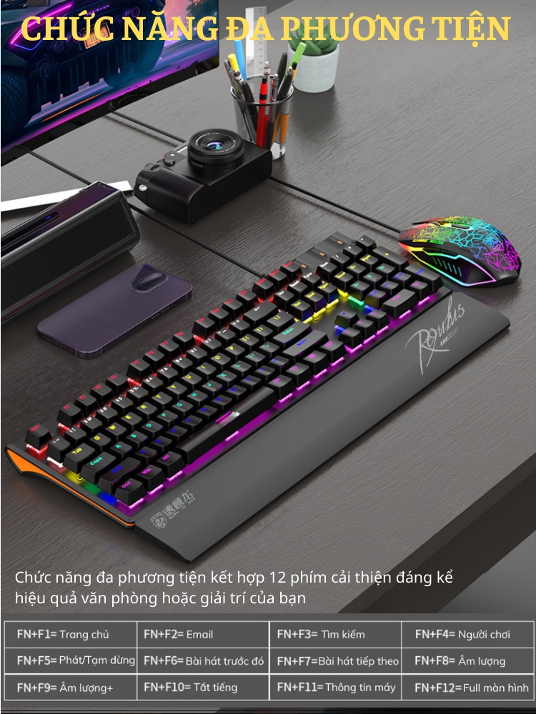 Combo Bàn Phím Chuột Gaming RGB Hàng Chính Hãng DEIOG M115 Có Dây Thiết Kế Độc Đáo Chống Nước Kèm Giá Đỡ Chống Mỏi