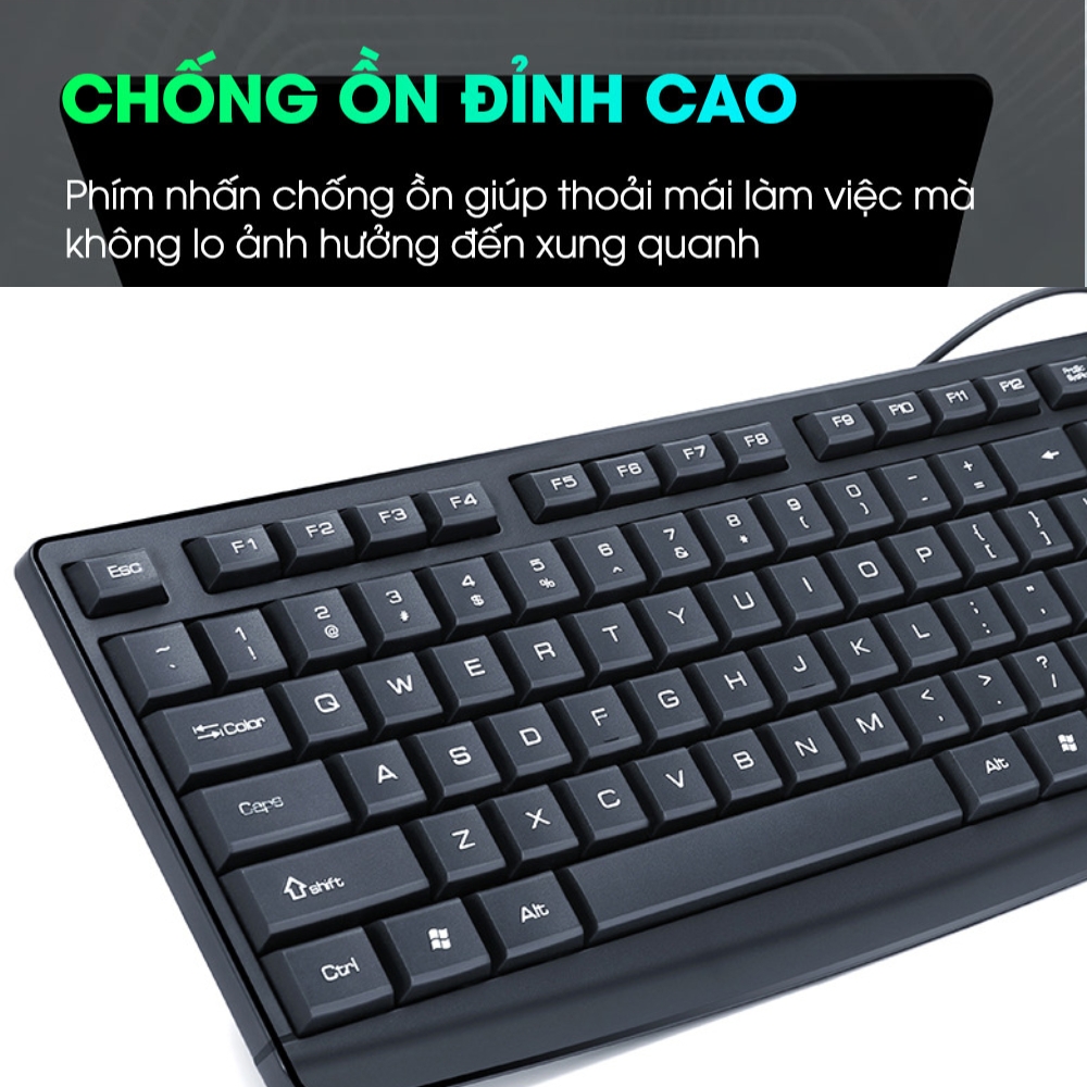 Combo bàn phím chuột máy tính có dây chính hãng DEIOG DY-813S full size 104 key văn phòng gaming thiết kế thoải mái