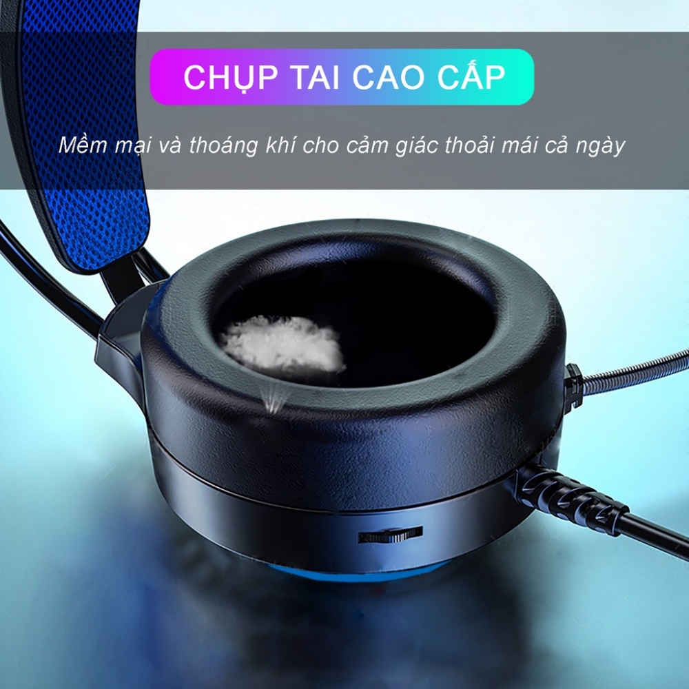 Tai nghe chụp tai gaming chính hãng DEIOG E8150 USB 7.1 giả lập có dây thiết kế công thái học âm thanh vòm 3D mic chống ồn led RGB cho game thủ