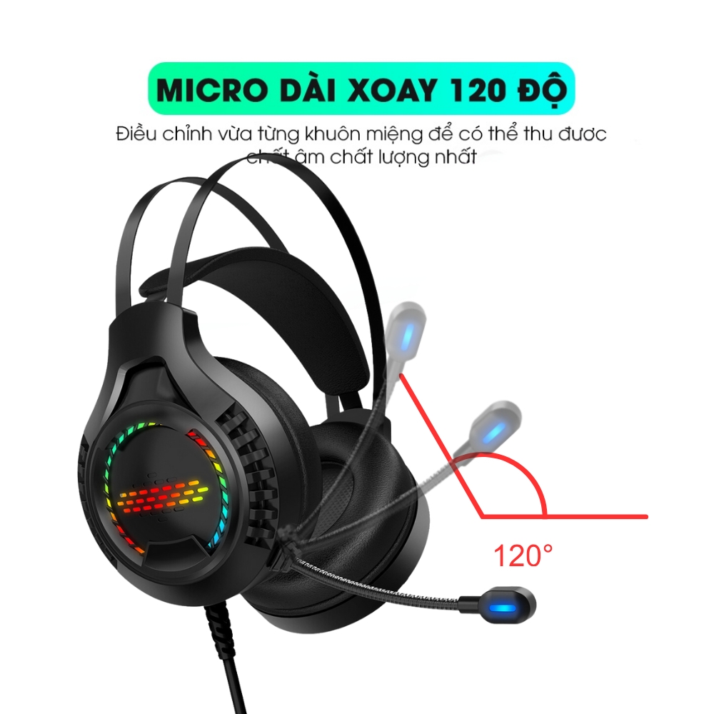 Tai nghe chụp tai gaming chính hãng DEIOG E8150 USB 7.1 giả lập có dây thiết kế công thái học âm thanh vòm 3D mic chống ồn led RGB cho game thủ