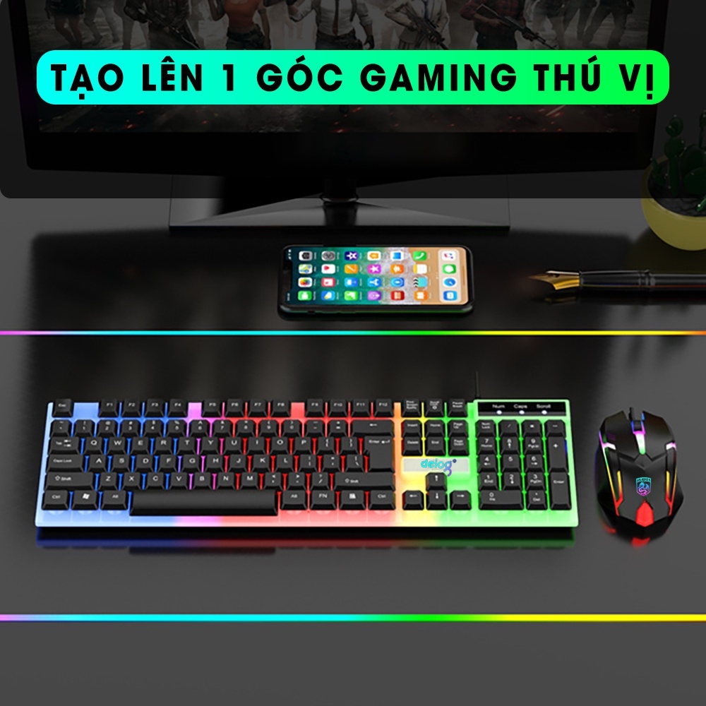 Combo Bàn Phím Chuột Gaming Led RGB Chính Hãng DEIOG DY815 Giả Cơ Chống Nước