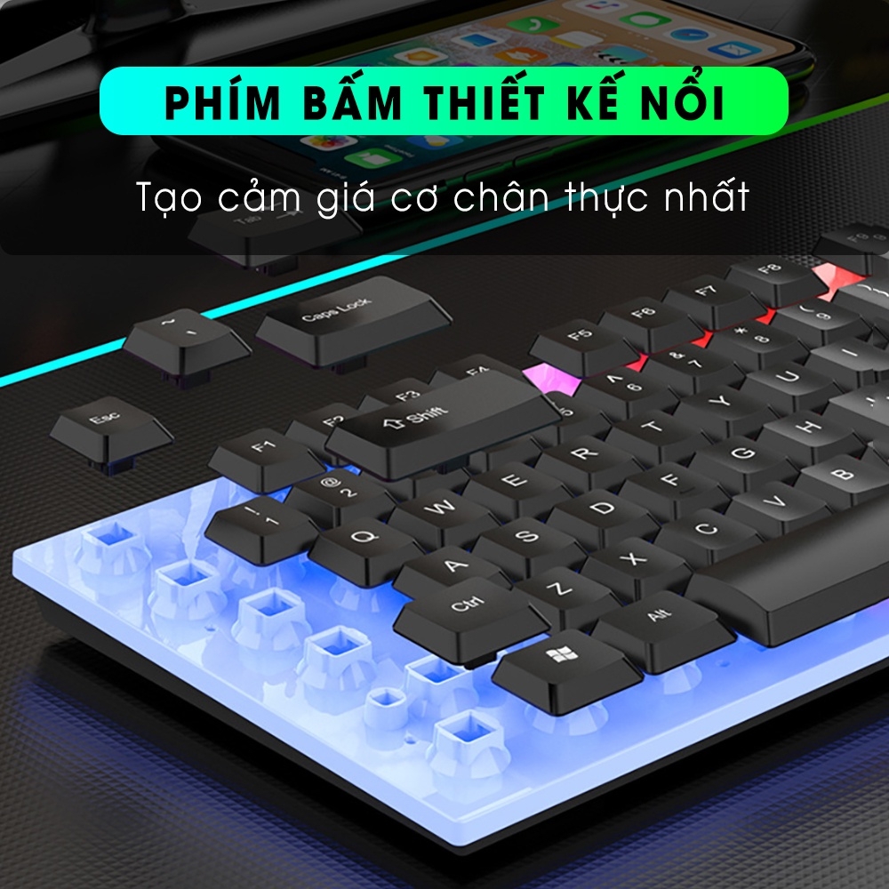 Combo Bàn Phím Chuột Gaming Led RGB Chính Hãng DEIOG DY815 Giả Cơ Chống Nước