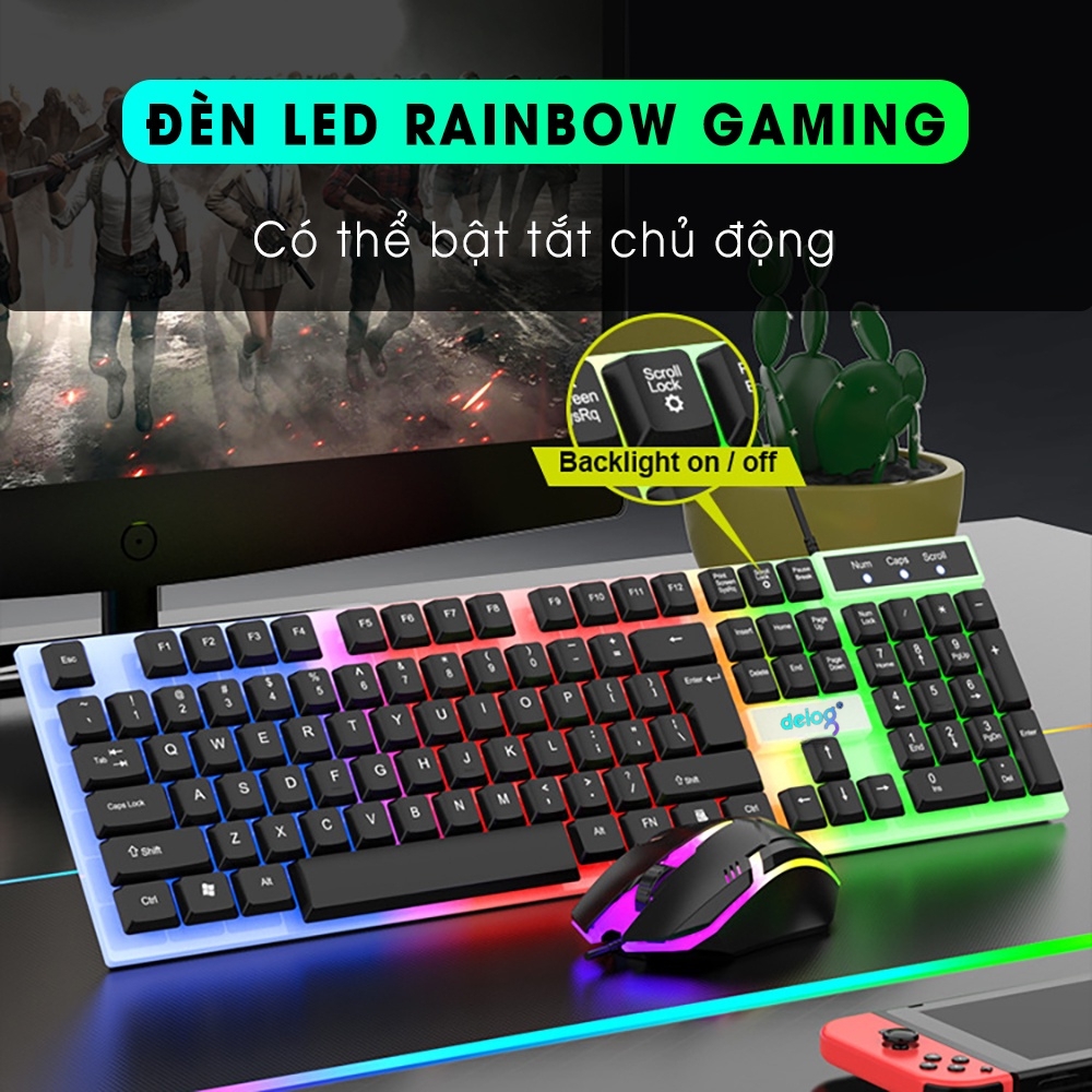 Combo Bàn Phím Chuột Gaming Led RGB Chính Hãng DEIOG DY815 Giả Cơ Chống Nước