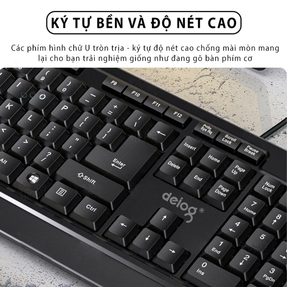 Combo bàn phím chuột văn phòng chính hãng DEIOG DY 817S có dây chống nước giả cơ cho làm việc và chơi game