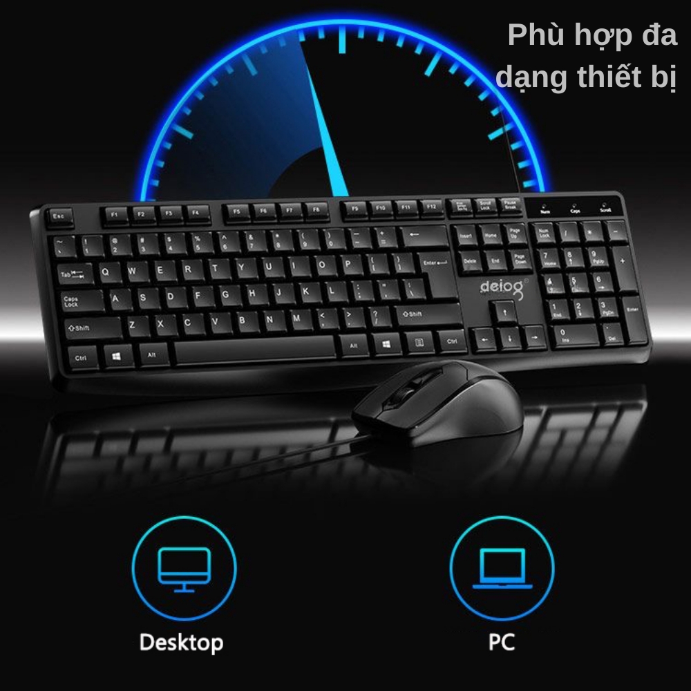 Combo Bàn Phím Chuột Văn Phòng Chính Hãng DEIOG DY 818 Có Dây Chống Nước Thiết Kế Khay Đựng Bút Đa Năng