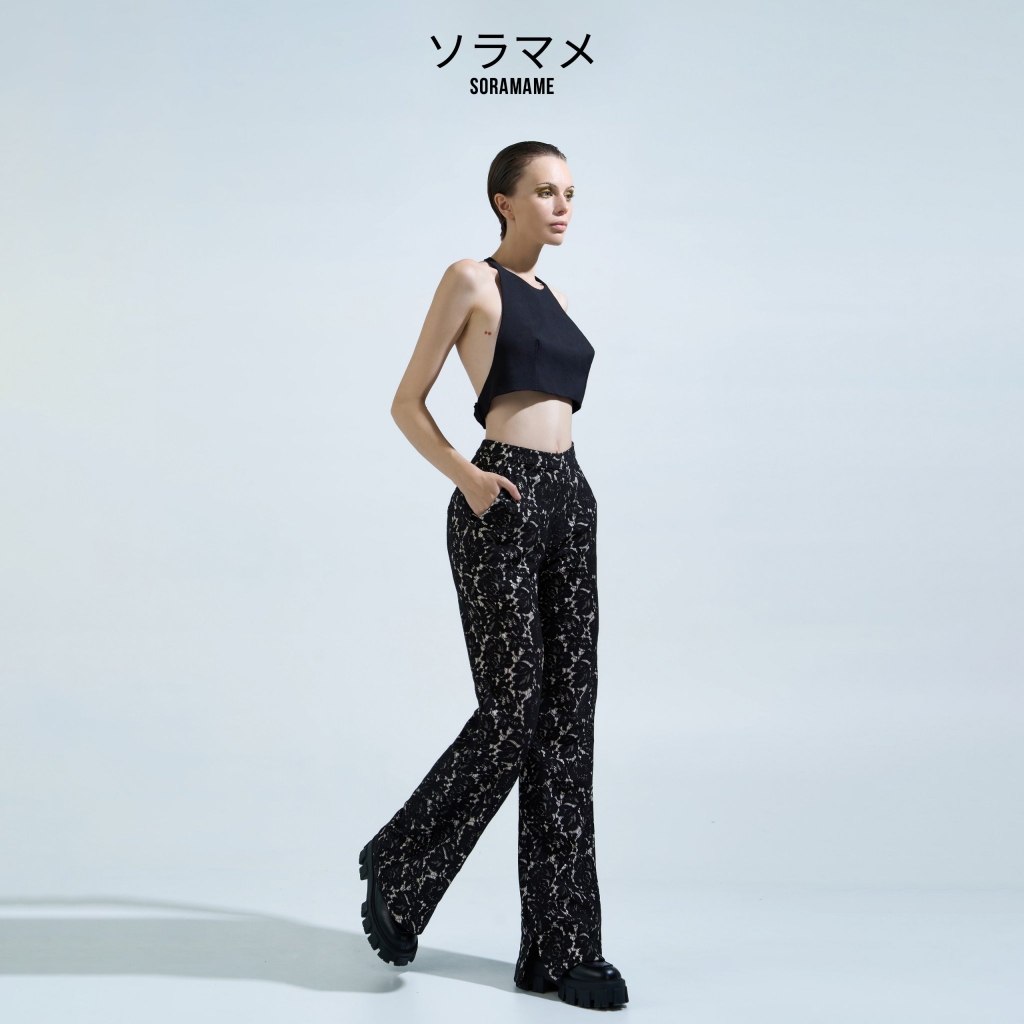 BLACK LACE TROUSERS