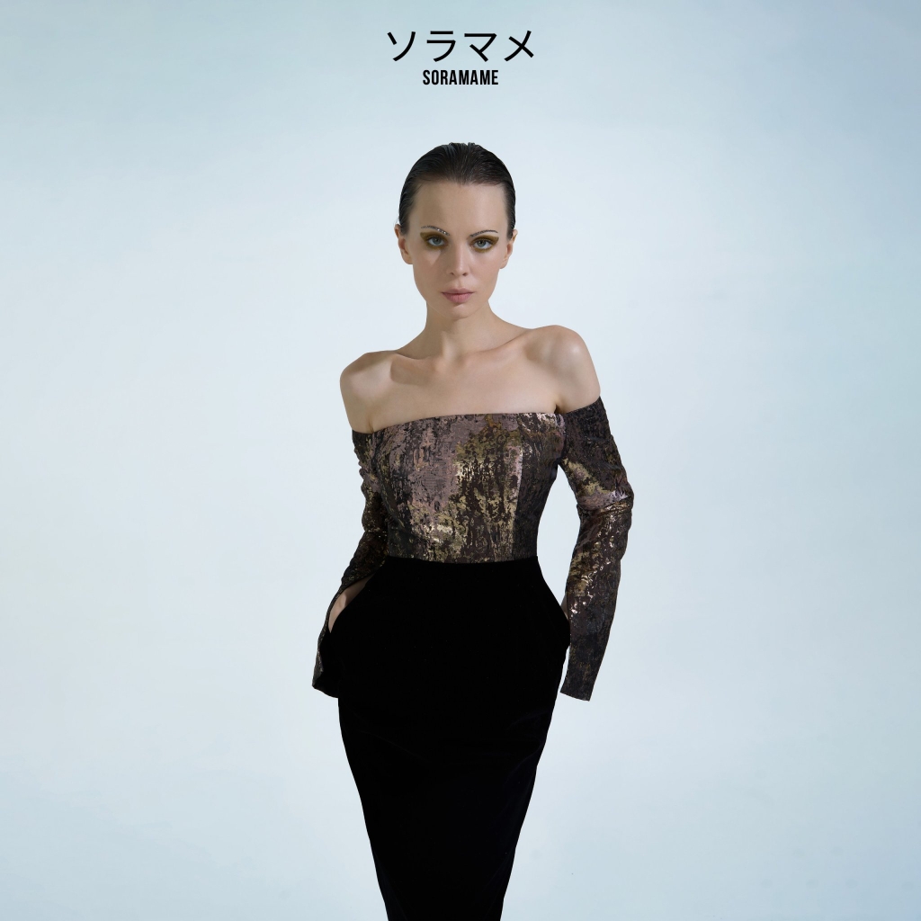 OFF - SHOULDER BROCADE EVENING DRESS