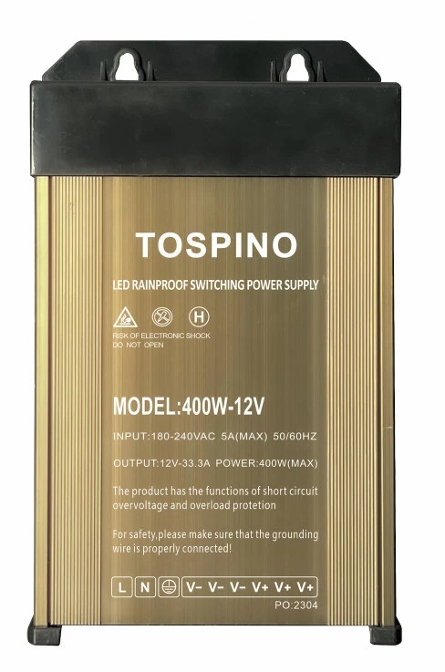 Nguồn vỏ nhôm ngoài trời, Nguồn 12V 33A 400W ngoài trời Nguồn LED 12V 400w vỏ nhôm chống nước