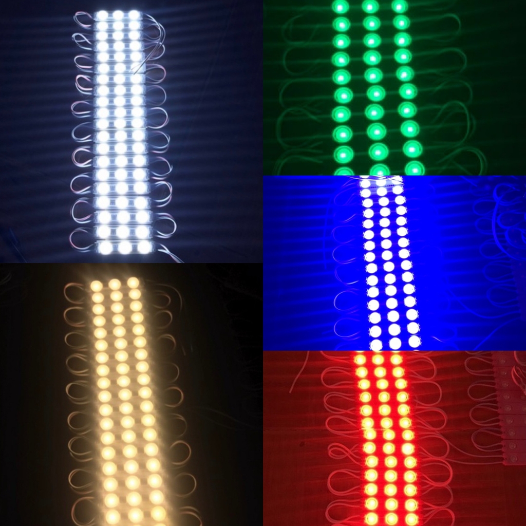 LED Module 3 mắt 6313 12V chống nước trang trí bảng hiệu ngoài trời, quảng cáo(trắng, vàng, xanh lá, xanh dương, đỏ)