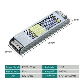 Nguồn công trình 12V 8.3A 100W trong nhà màu trắng chất lượng cao, siêu bền