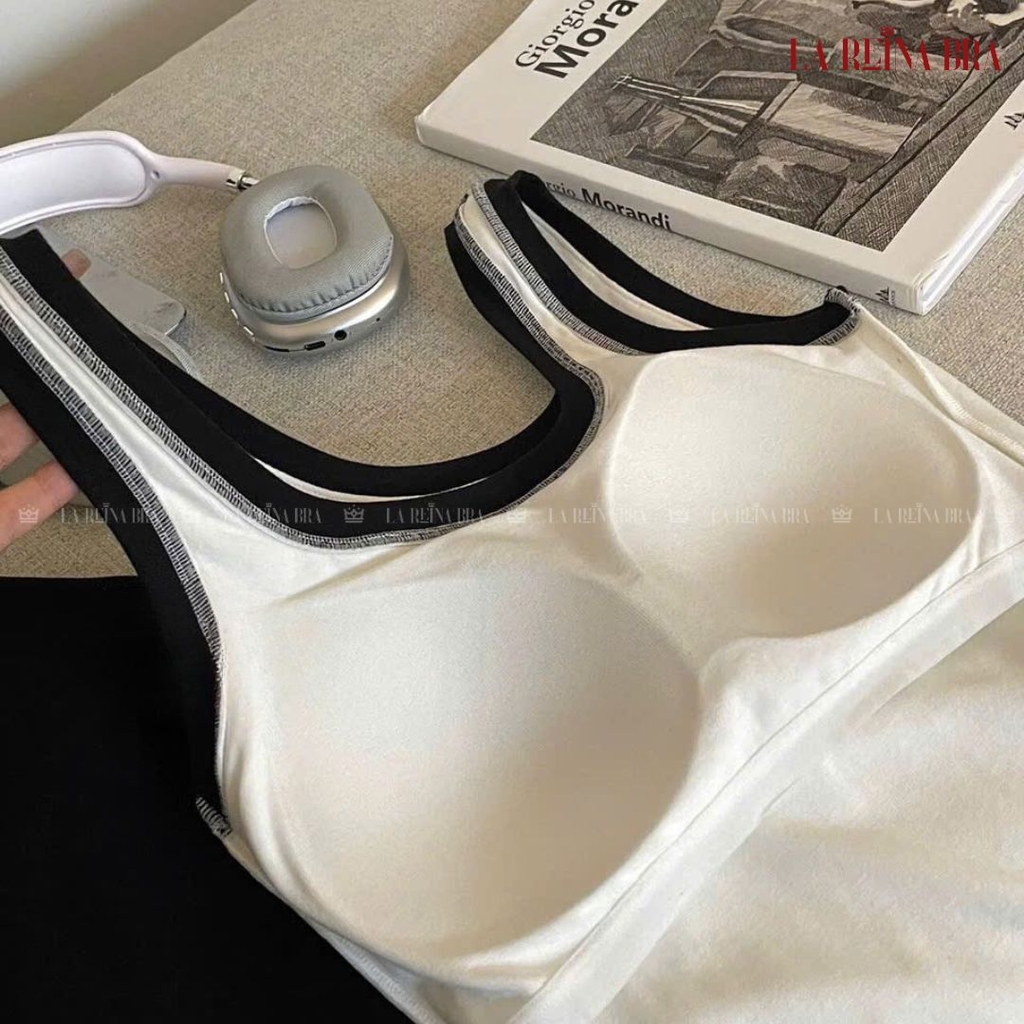 Áo Ba Lỗ Hai Dây Có Mút Ngực, Chất Cotton Mịn, Dáng Ôm Body, Bo Viền Trẻ Trung – LRAB259