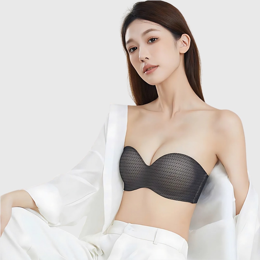 Áo Ngực Nữ, Cúp Su Ren Cao Cấp Chống Tụt, Nâng Ngực, Không Gọng Không Dây, Đệm Mỏng 3cm - LRCN065