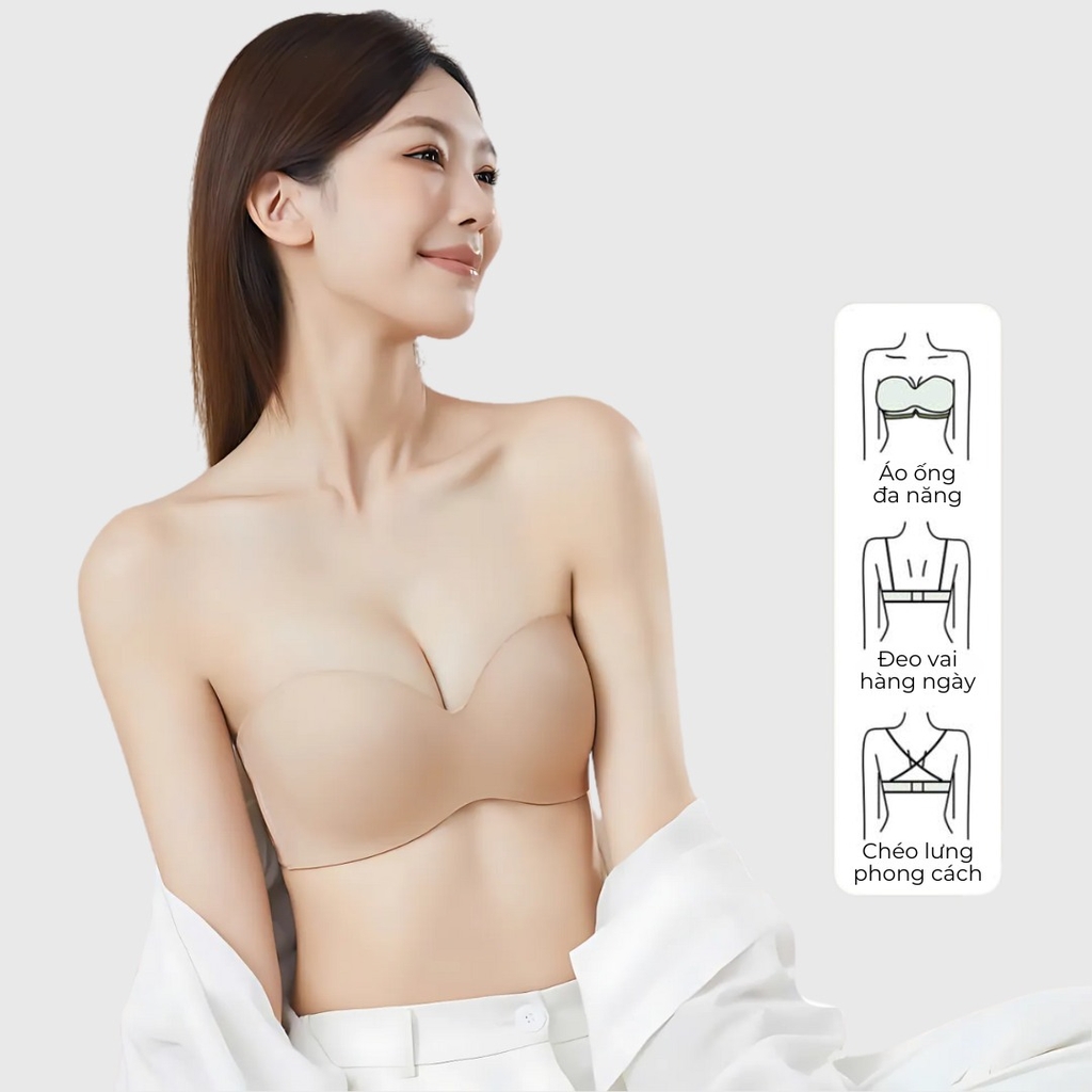 Áo Ngực Nữ, Cúp Su Ren Cao Cấp Chống Tụt, Nâng Ngực, Không Gọng Không Dây, Đệm Mỏng 3cm - LRCN065