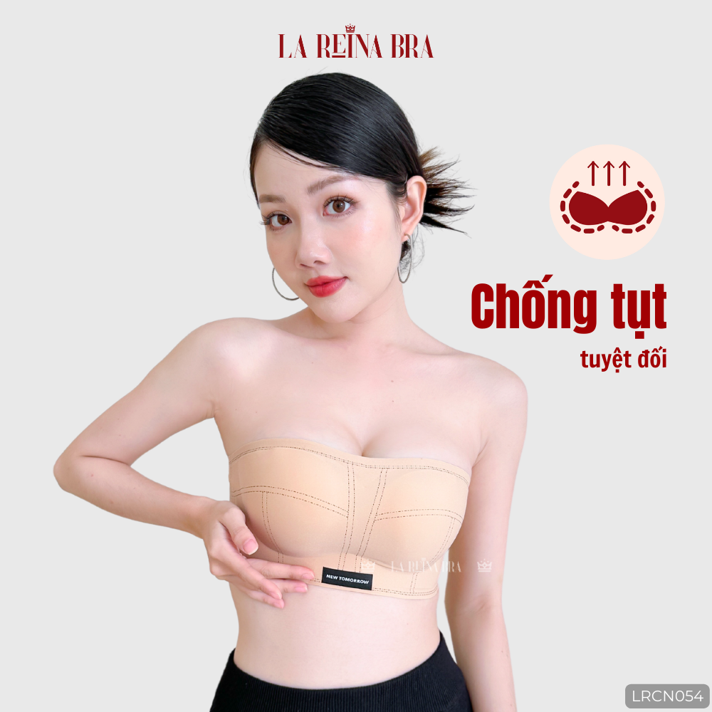 Áo Ngực Không Dây Chống Tụt, Nâng Ngực Chất Su, Hoạ Tiết Chỉ Nổi In chữ TOMORROW - LRCN054