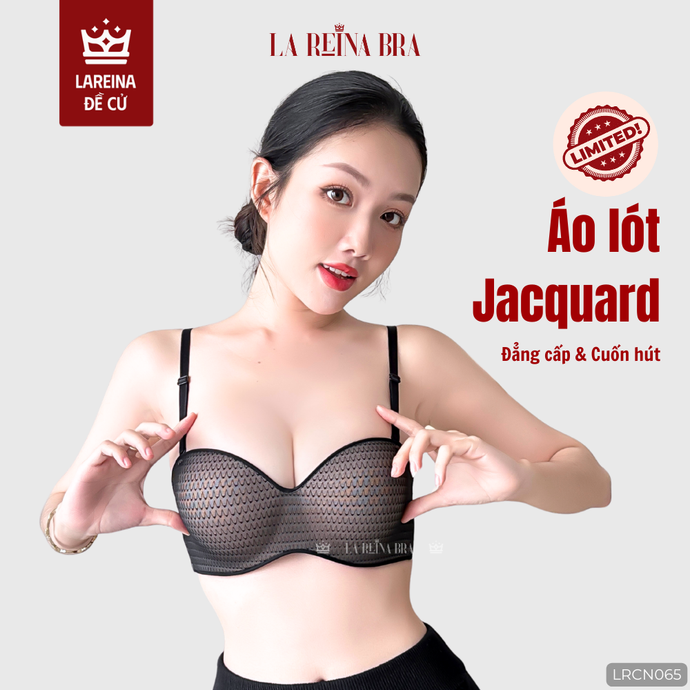 Áo Ngực Nữ, Cúp Su Ren Cao Cấp Chống Tụt, Nâng Ngực, Không Gọng Không Dây, Đệm Mỏng 3cm - LRCN065
