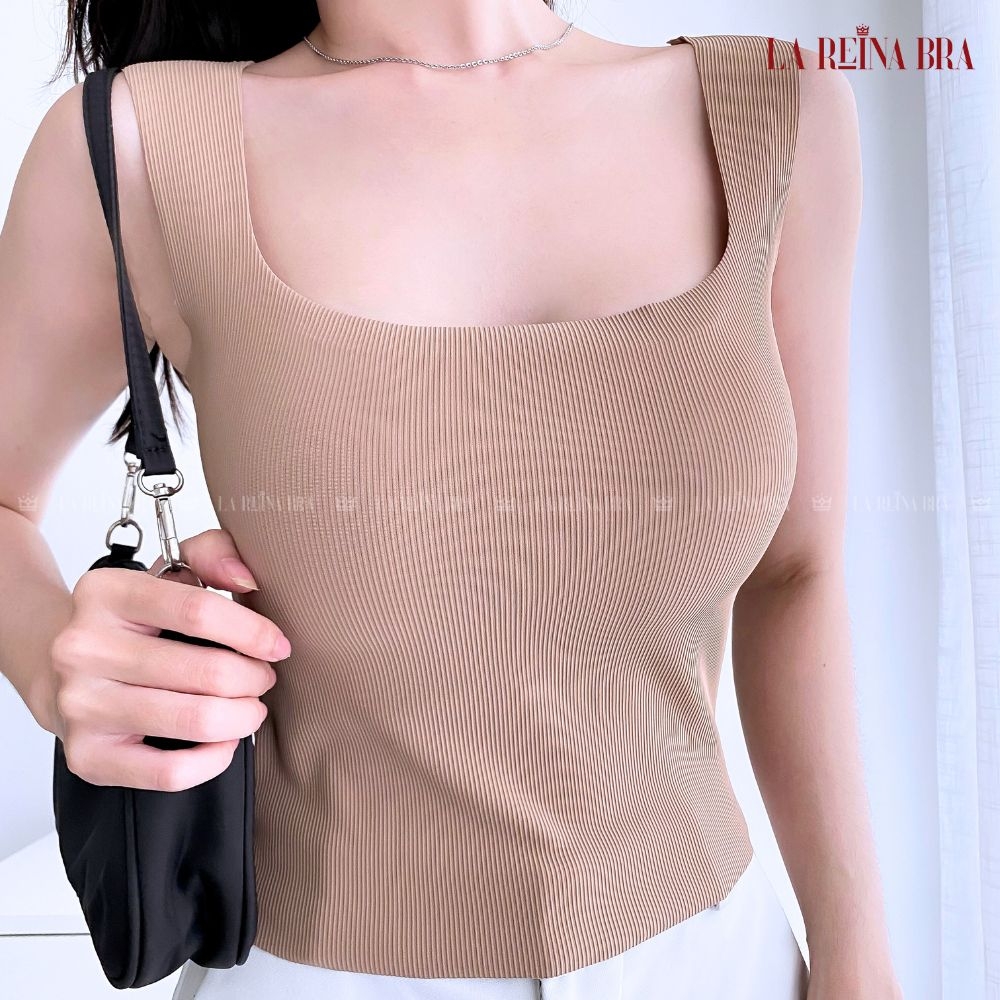 Áo Bra Thun Tăm Lạnh Dây Bản To Dáng Croptop Kèm Đệm Ngực - LRAB118