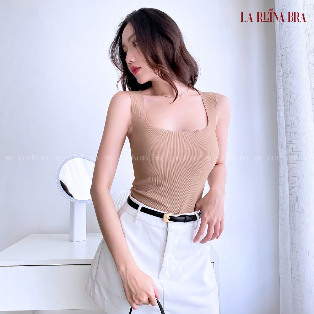 Áo Bra Thun Tăm Lạnh Dây Bản To Dáng Croptop Kèm Đệm Ngực - LRAB118