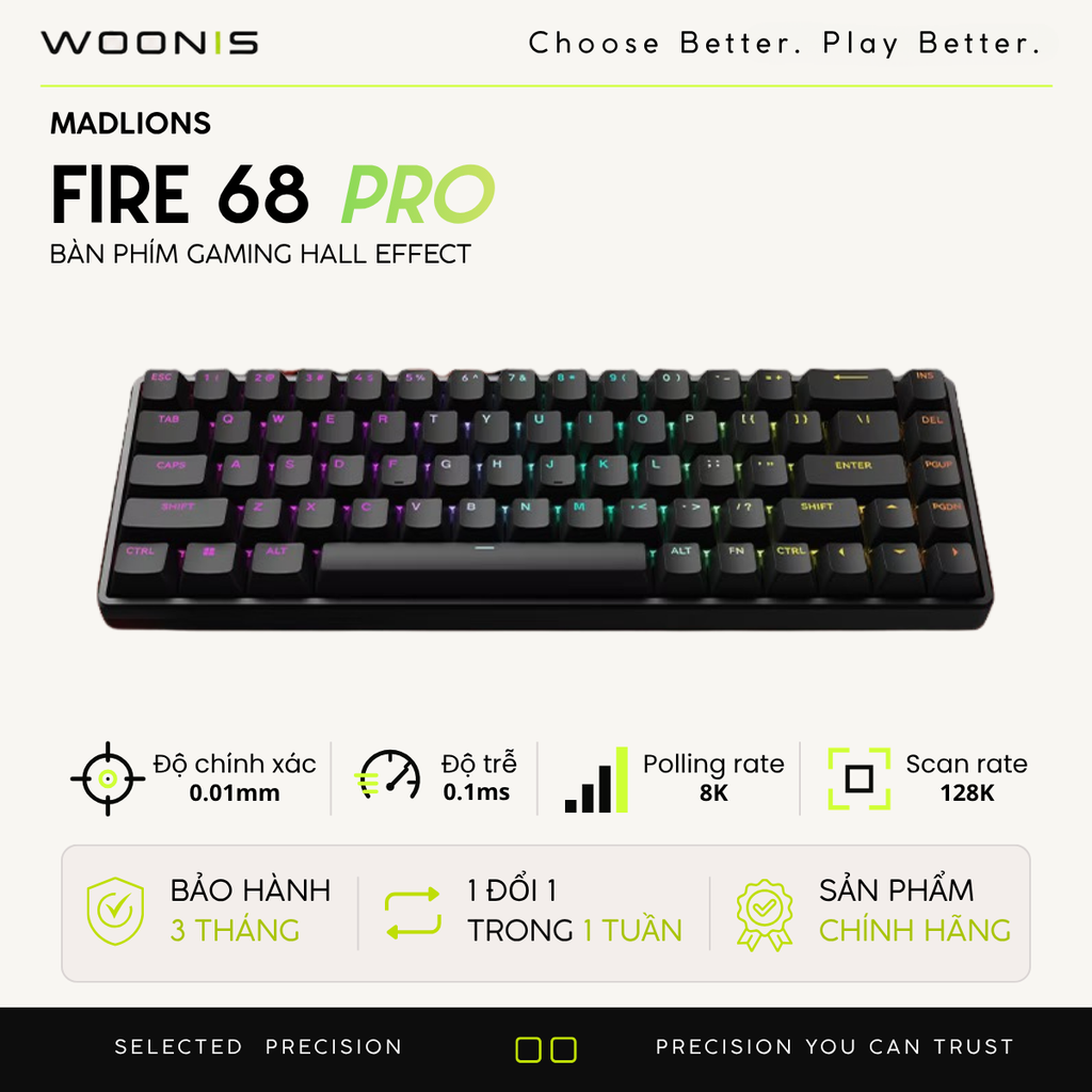 BÀN PHÍM CƠ GAMING HE FIRE68 | FIRE68 PRO | Rapid Trigger | 8000hz