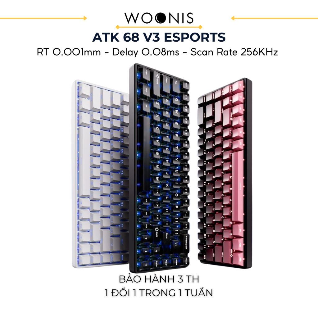 Ba màu bàn phím Hall Effect ATK 68 V3 eSports tại Woonis