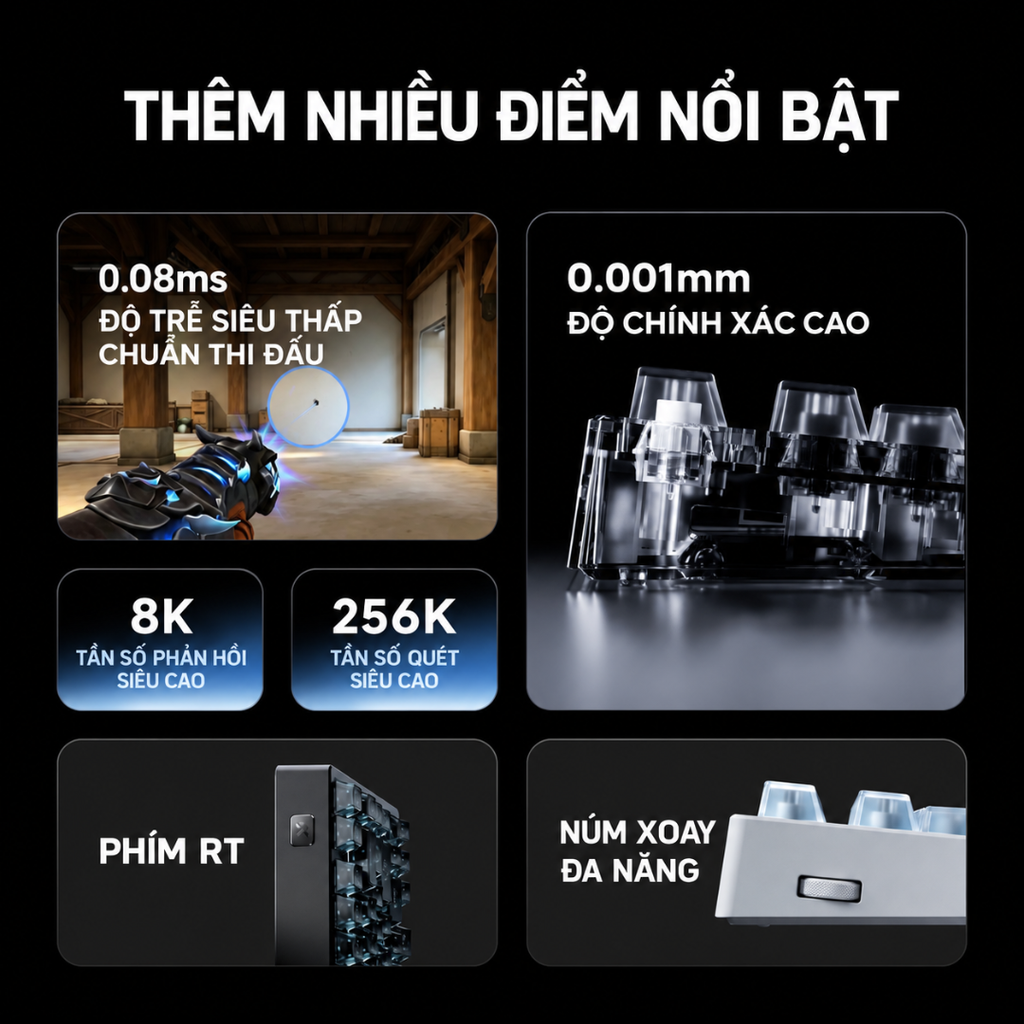 MCHOSE ACE 75 | Bàn Phím Gaming HE Chuyên Game 8K | Scan Rate 256K, Độ Trễ 0.08ms, Accuracy 0.001mm, RGB 16.8 Triệu Màu