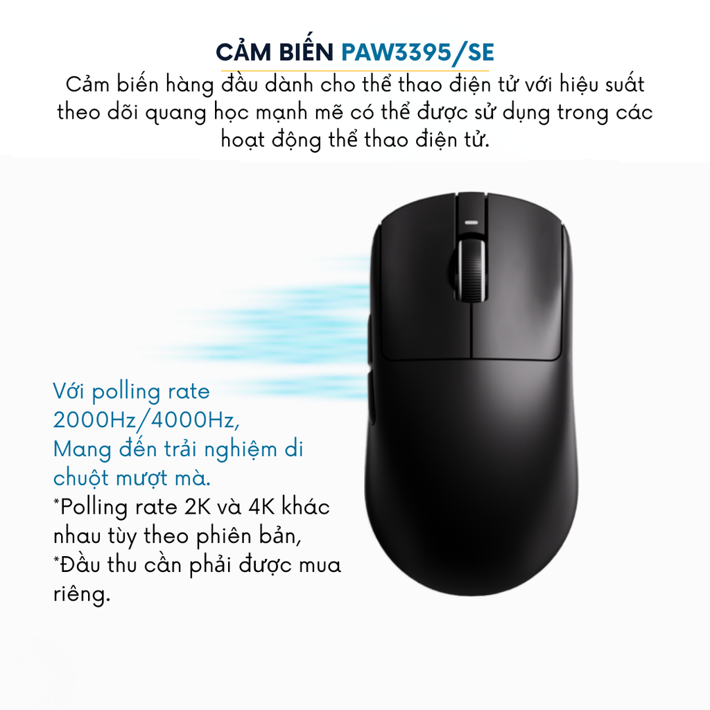 VXE R1 hỗ trợ polling rate 2K và 4K với receiver riêng