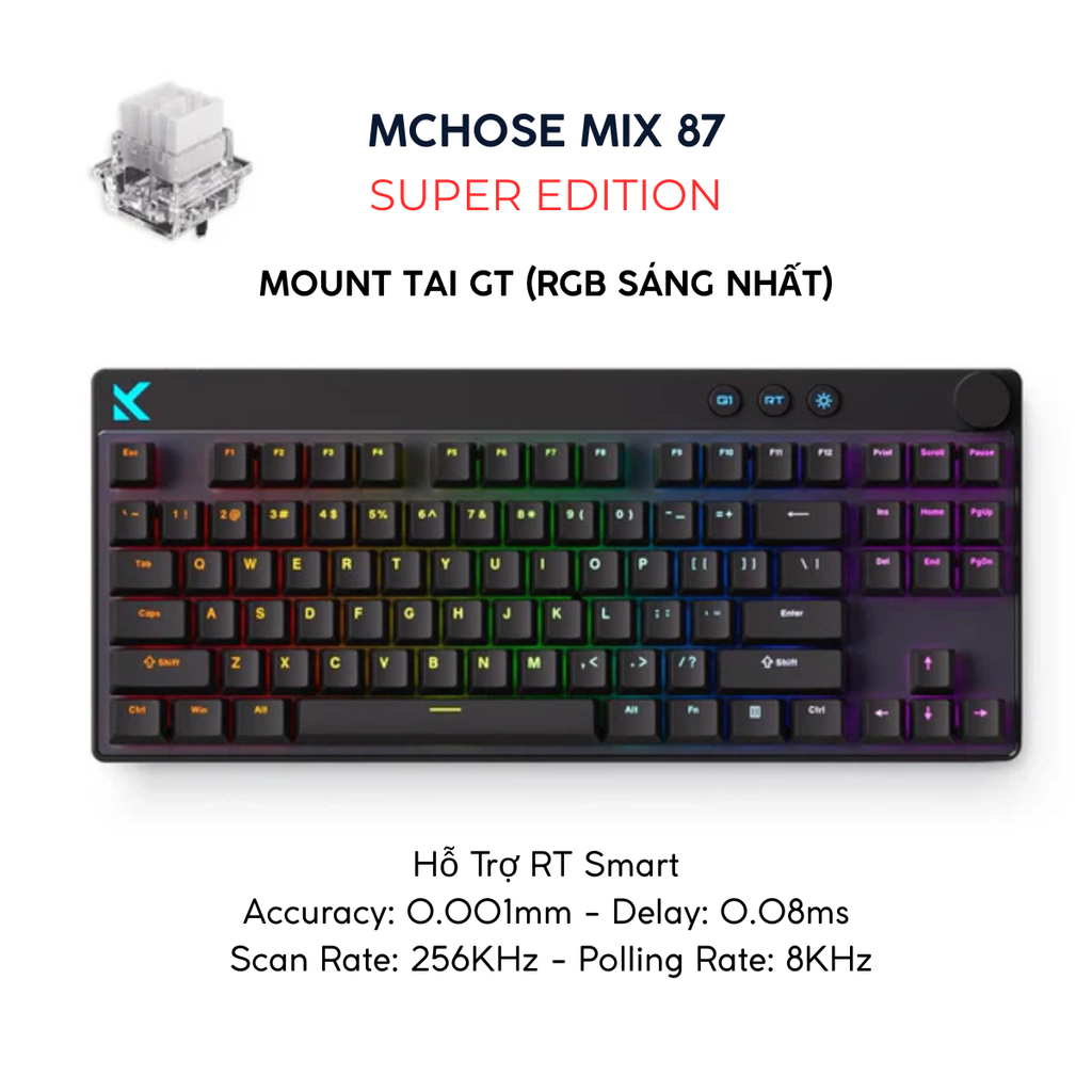 MCHOSE Mix 87 Super Edition màu Black với Mount Tai GT