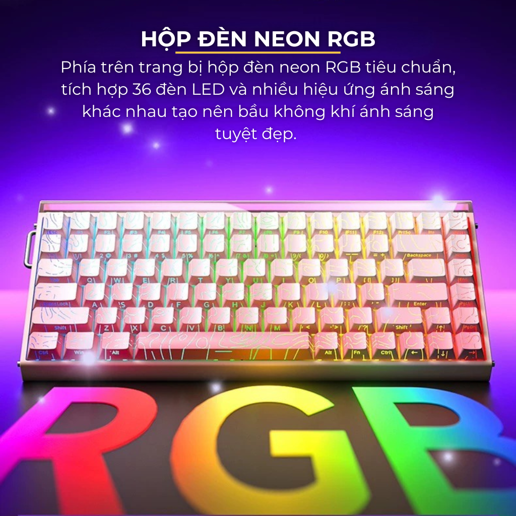 Hộp đèn neon RGB 36 LED phía trên bàn phím AULA HERO 84