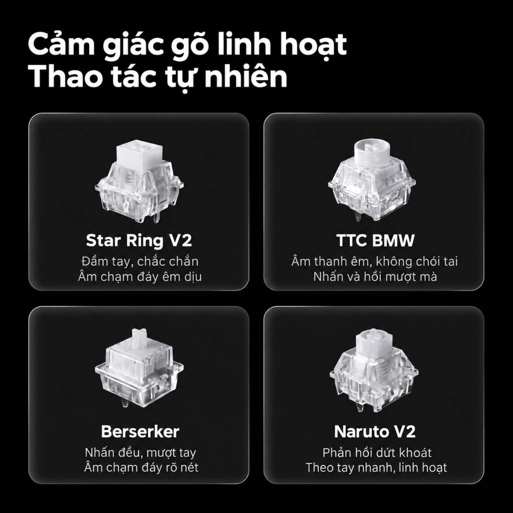 MCHOSE ACE 75 | Bàn Phím Gaming HE Chuyên Game 8K | Scan Rate 256K, Độ Trễ 0.08ms, Accuracy 0.001mm, RGB 16.8 Triệu Màu