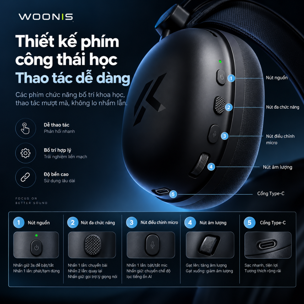 Tai Nghe Gaming MCHOSE R9 Không Dây THX Spatial Audio - Driver 53mm, Pin 150H