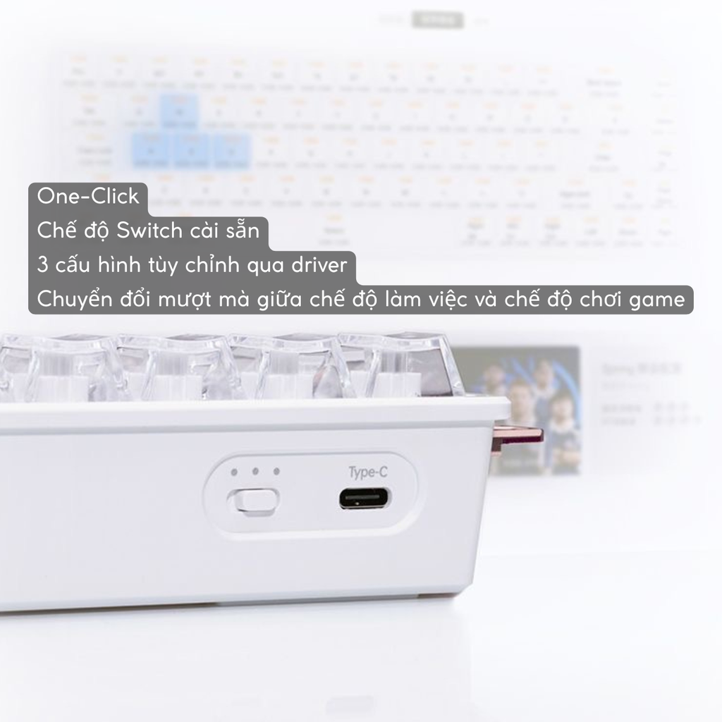 Công tắc ba profile và cổng USB-C của ATK 68 RX