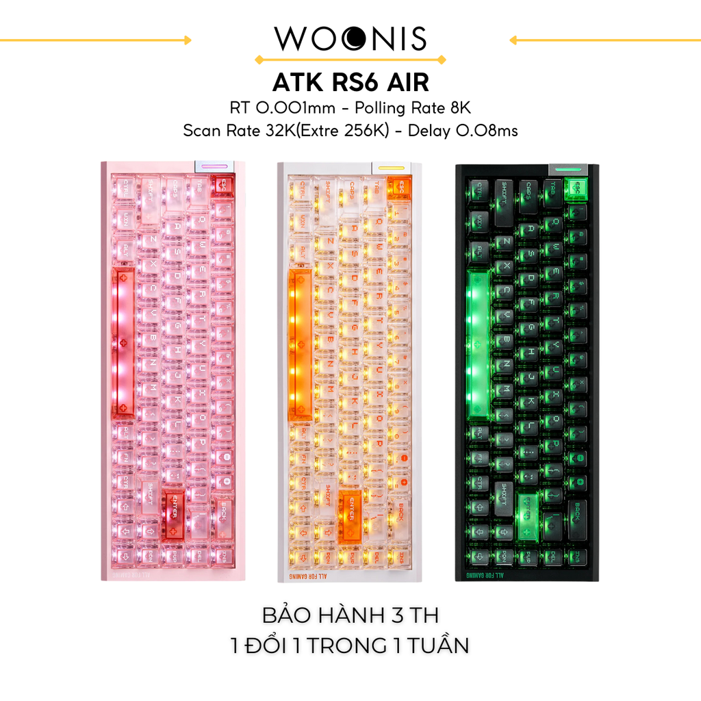 Ba màu bàn phím Hall Effect ATK RS6 Air đang bán tại Woonis