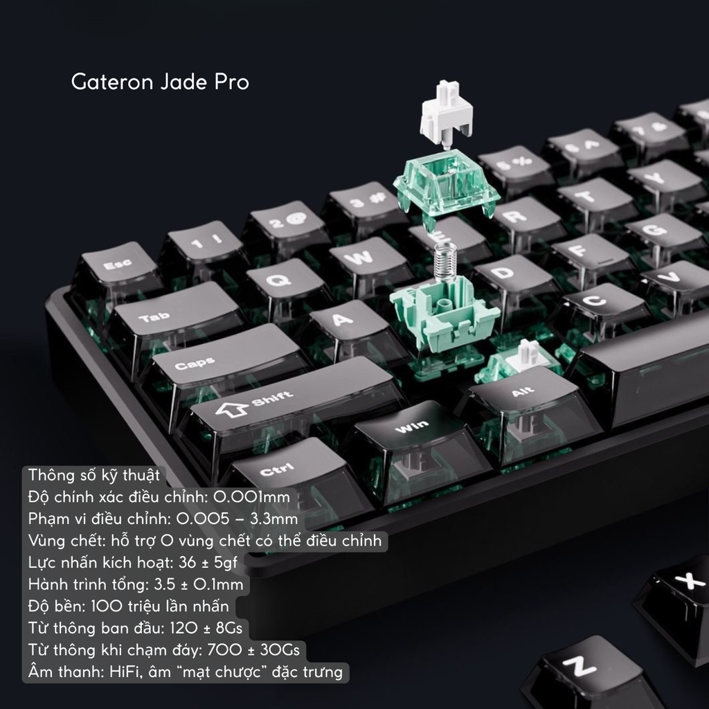 Cấu tạo và thông số switch từ tính Gateron Jade Pro trên ATK 68 V3