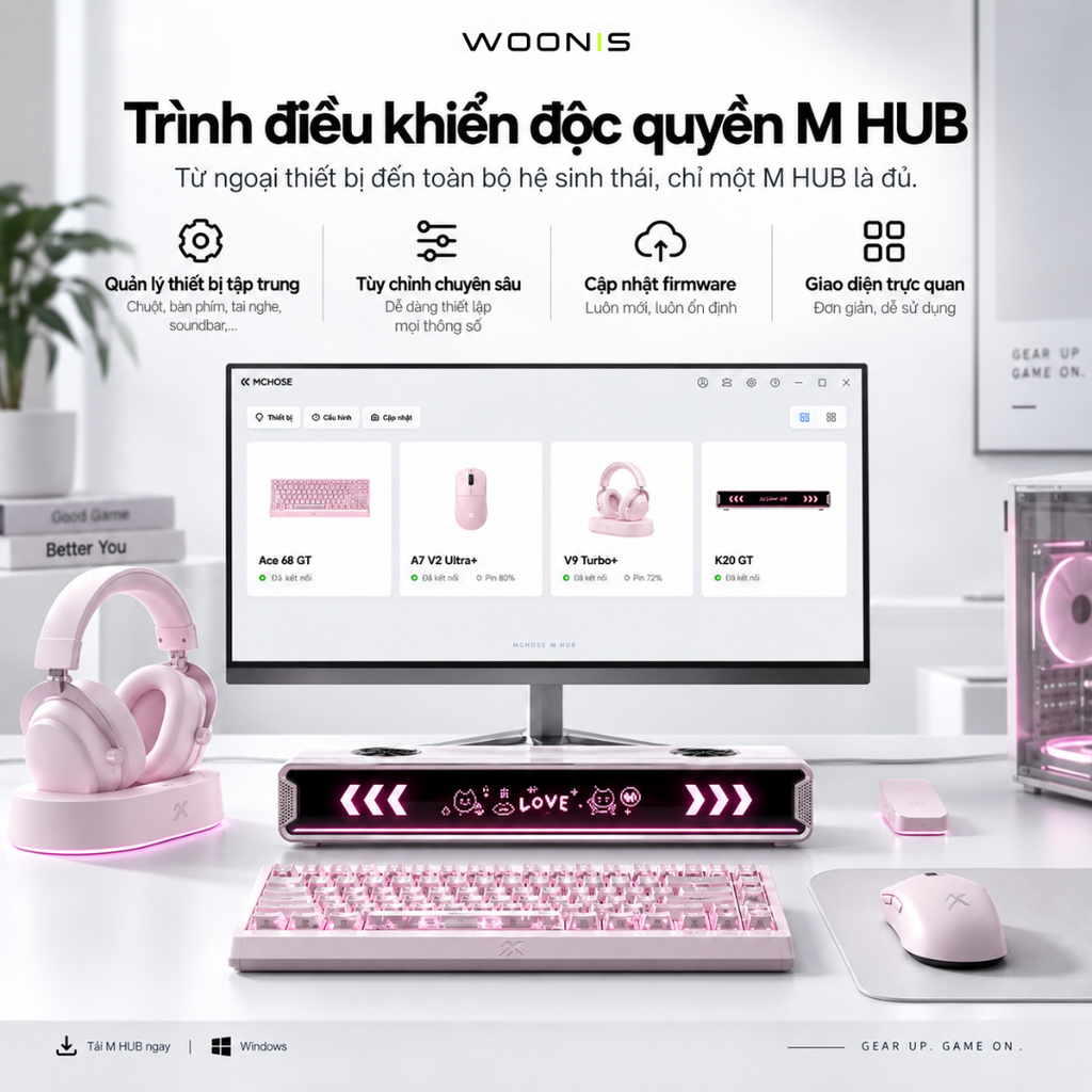 Loa Gaming MCHOSE K20 GT – Soundbar Màn Hình DIY, 4 Loa, 30W, Âm Thanh 7.1