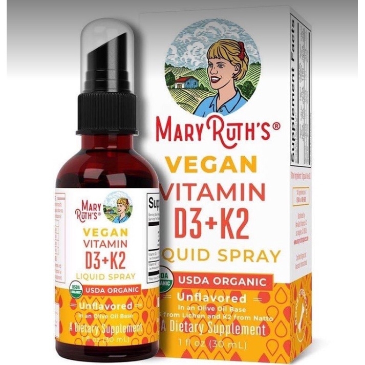 D3k2 Dạng Xịt Hữu Cơ MaryRuth's Organic Vitamin D3 + K2 Liquid Spray