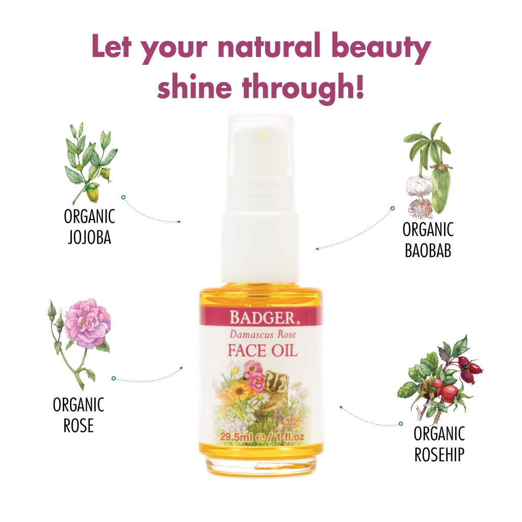 Dầu Dưỡng Da Hương Hoa Hồng Hữu Cơ Badger Damascus Rose Face Oil