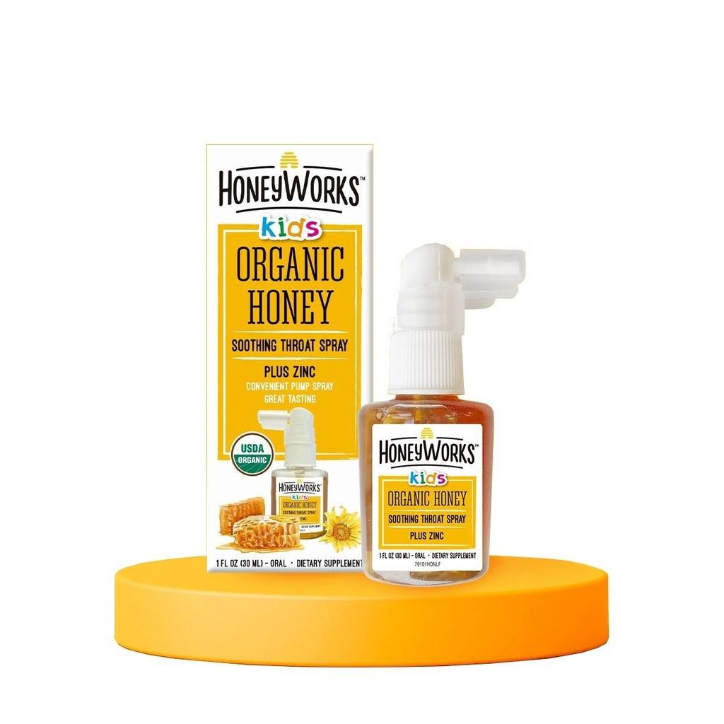 Xịt Họng Giảm Ho Từ Mật Ong Hữu Cơ HoneyWorks Kids Spray