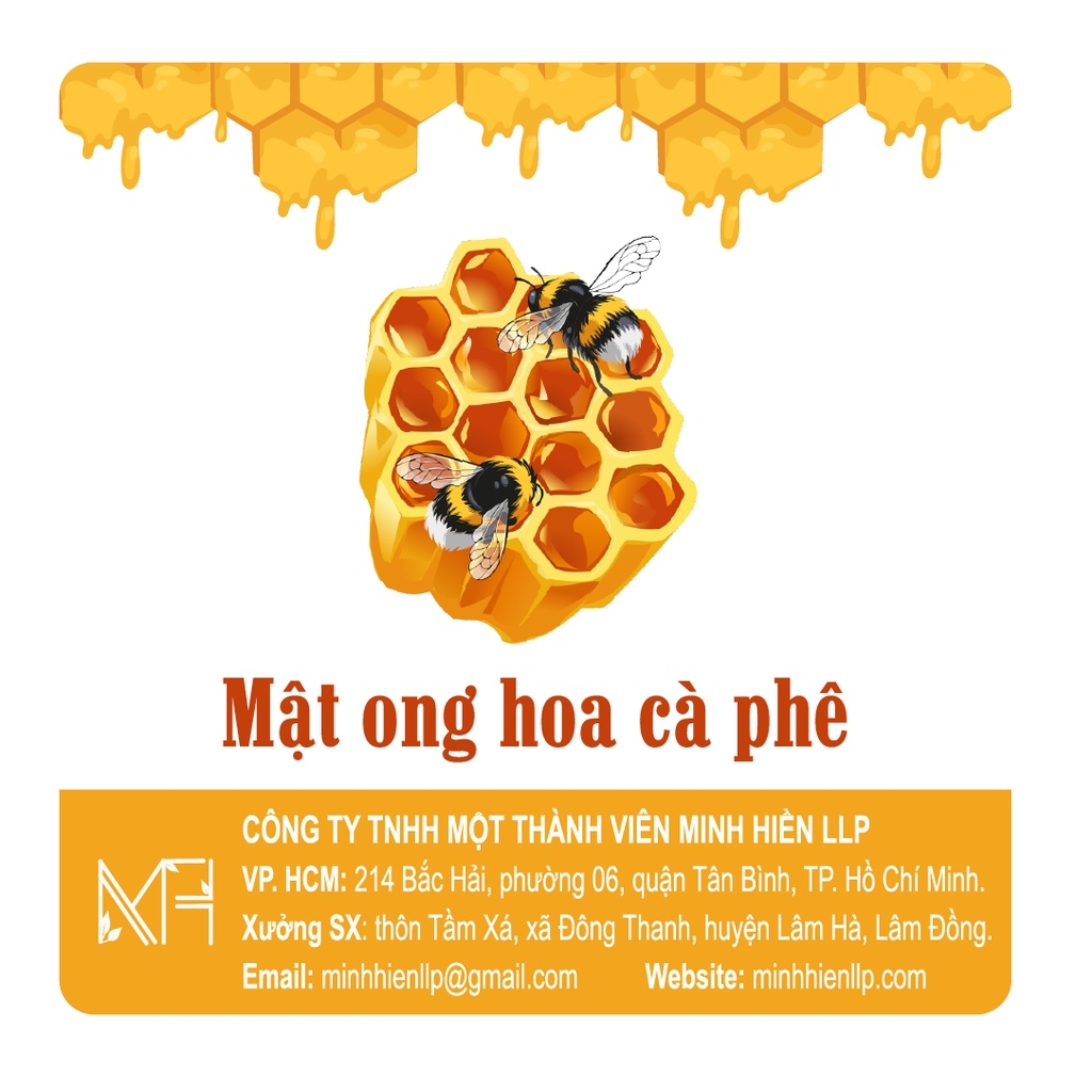 Mật ong hoa cà phê Minh Hiền Đà Lạt - mật ong nguyên chất chai 500ml, 1000ml.