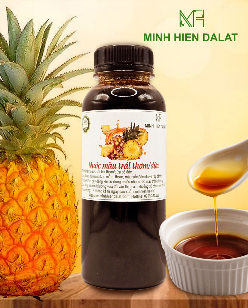 Nước màu  cô đặc từ nước cốt trái thơm/dứa ( dùng ướp món kho) chai 330ml